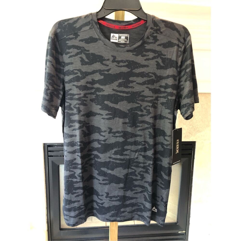 RBX Men’s X-Train Performance Gray Camouflage Short Sleeve T-Shirt Size S NWT